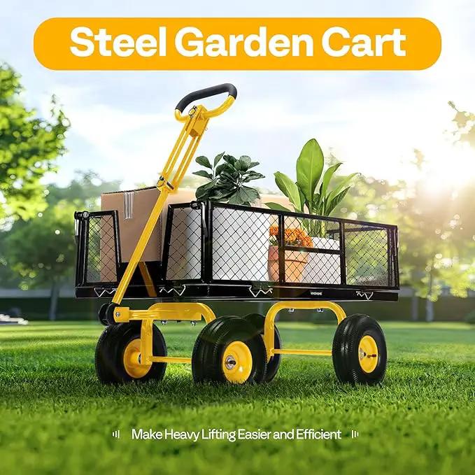 VIVOHOME Garden Cart Steel Heavy Duty 900 LBS Yard and Garden Wagon with 10 inch Tire and Handle Attach to ATV or Tractor Black by GreenHaven Gardens