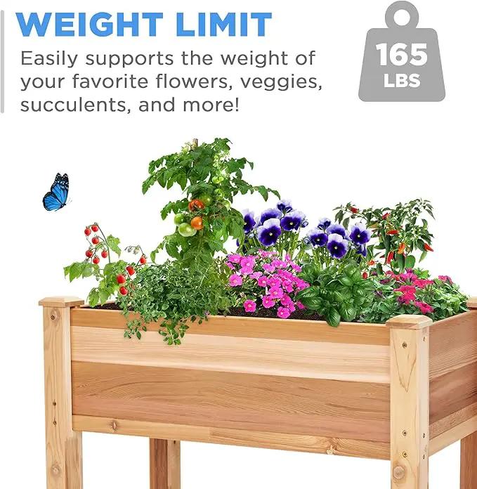 Jumbl, Cedar Raised Garden Bed, Elevated Wood Planter for Growing Fresh Herbs, Vegetables, Flowers, Succulents - 34x18x30” by GreenHaven Gardens