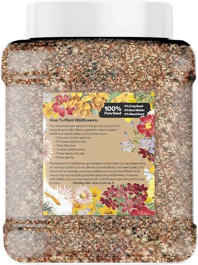 Midwest Wildflower Seeds Regional Mix - Organic, Non-GMO - 100% Pure Seed - 21 Different Wildflowers Seeds of Annual and Perennial, 1 LB Tub by GreenHaven Gardens