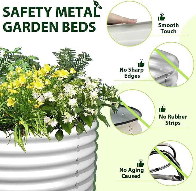 A ANLEOLIFE 6X2X1.5 ft Galvanized Raised Garden Beds Outdoor, Oval Round Metal Planter Box for Planting Vegetables Flowers Herb, Anti-Rust & Easy-Setup, Antique White by GreenHaven Gardens
