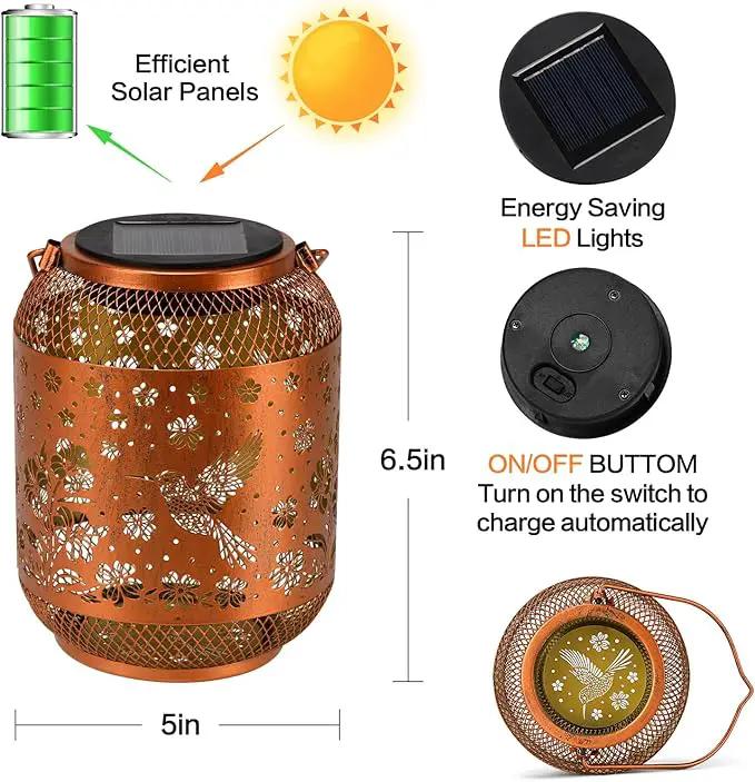 Solar Lanterns Outdoor Waterproof Hummingbird Garden Decor Birthday Gifts for Women Mom Grandma Hanging Solar Lights Metal Decoration Outside for Yard, Patio, Backyard, Porch, Pathway by GreenHaven Gardens