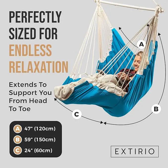 Hanging Hammock Chair Swing – Hanging Chair Outdoor & Indoor - Hammock Swing Chair – Quick & Easy Setup with Hardware Kit – Durable & Spacious Full Body Support – Holds 440 Lbs by GreenHaven Gardens