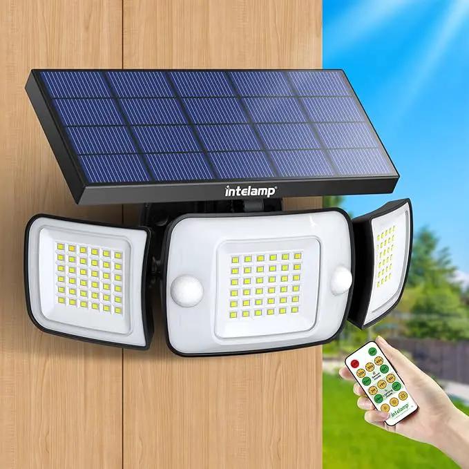 intelamp Solar Flood Lights Outdoor Waterproof, 6000mAh 1200LM Solar Powered Dual Motion Sensor LED Lighting Dusk to Dawn Security Floodlight Exterior with Remote for Outside Garden House Yard Porch by GreenHaven Gardens