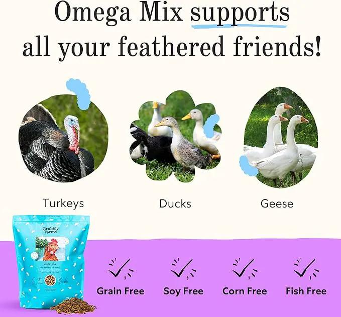 Grubbly Farms Omega Mix Chicken Treats for Laying Hens - Superfood and Omega-Rich Chicken Feed Supplement to Support Egg Production, Strong Eggshells and Nutritious Yolks - 5LB by GreenHaven Gardens