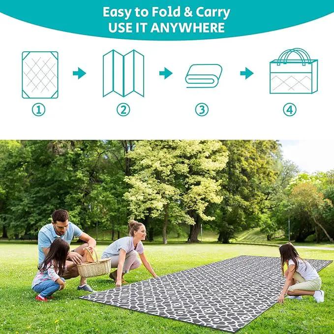 HEBE Outdoor Rug Waterproof 9x18, Plastic Straw Rug Camping Rug, Reversible Outdoor Patio Rugs RV Mat Clearance, Indoor Outside Floor Carpet for Porch,Deck,Camper,Balcony,Backyard by GreenHaven Gardens