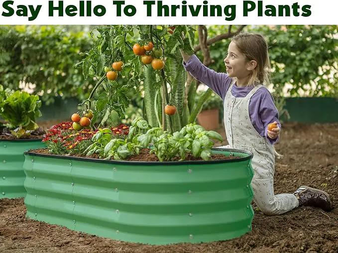 Galvanized Raised Garden Beds Outdoor // 4×2×1 ft Planter Raised Beds for Gardening, Vegetables, Flowers (Light Green) // Large Metal Garden Box by GreenHaven Gardens