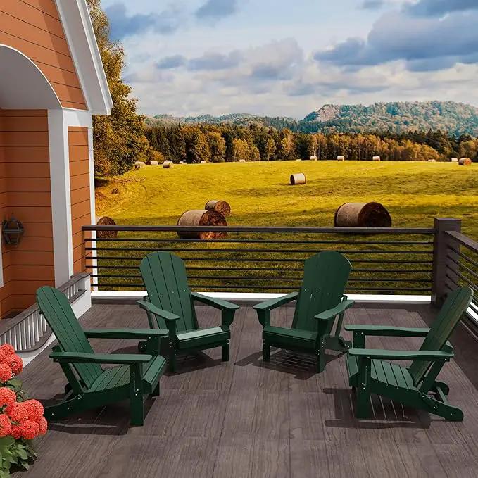 Westin Outdoors Laguna WO Home Furniture Adirondack Chair 4 PC Set Classic Outdoor Patio Folding Chair for Bon Fire Pit Lawn Backyard Beach Plastic Weather-Resistant (Dark Green) by GreenHaven Gardens