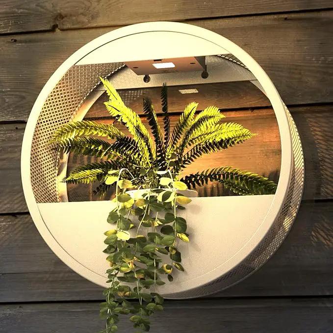 Grand patio Outdoor Circular LED Solar Hanging Wall Sconce Planter, with Dusk to Dawn Sensor Decor Wall Lighting for Garage Doorway Patio Yard, Cement Grey (S-Round) by GreenHaven Gardens