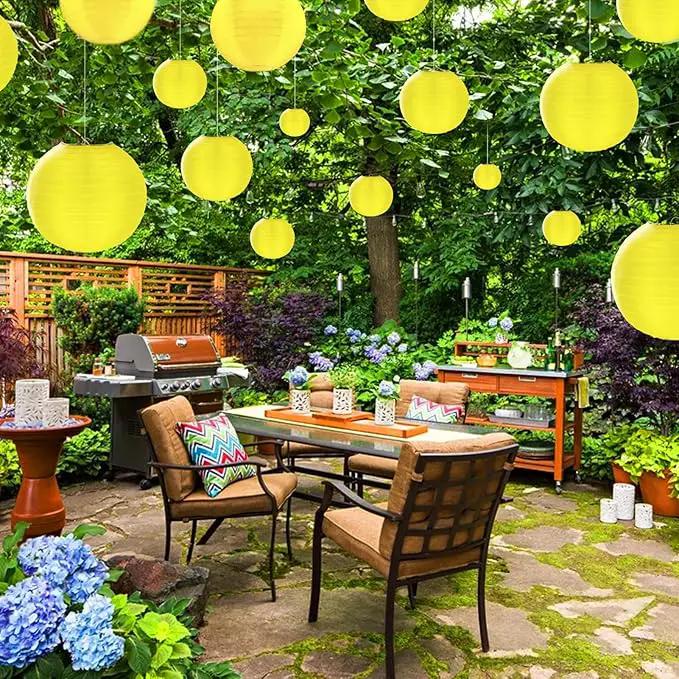 10 Pack Outdoor Silk Lanterns Decorative, 10inch Waterprooof Outside Indoor Chinese Hanging Round Lanterns for Weddings, Birthdays, Parties Decoration(Yellow) by GreenHaven Gardens