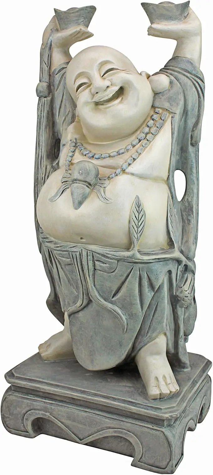 Design Toscano Jolly Hotei Laughing Man Asian Decor Indoor/Outdoor Garden Statue, 26 inches tall, Cast Stone Resin, Two Tone Stone Finish by GreenHaven Gardens