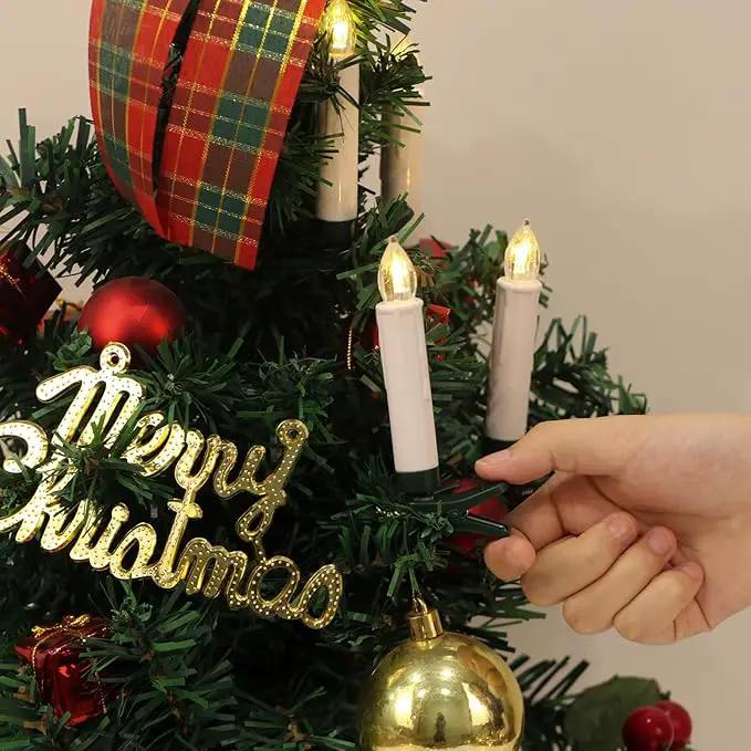DRomance Christmas Tree Flameless Taper Candle Lights Battery Operated with 10-Key Remote and Timer, 30 Pack Plastic 3D Wick Flickering LED Taper Candles Multi-Using Home Garden Holiday Decor 3.4" by GreenHaven Gardens