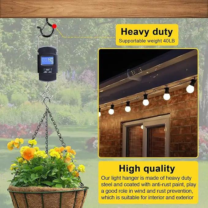 Hooks for Outdoor String Lights, Ceiling Screw Hooks with Safety Buckle Design for Hanging Plants Christmas Lights Party Led Wind Chimes, Black Q Hanger with Wing Nut Driver, 30 Pack by GreenHaven Gardens
