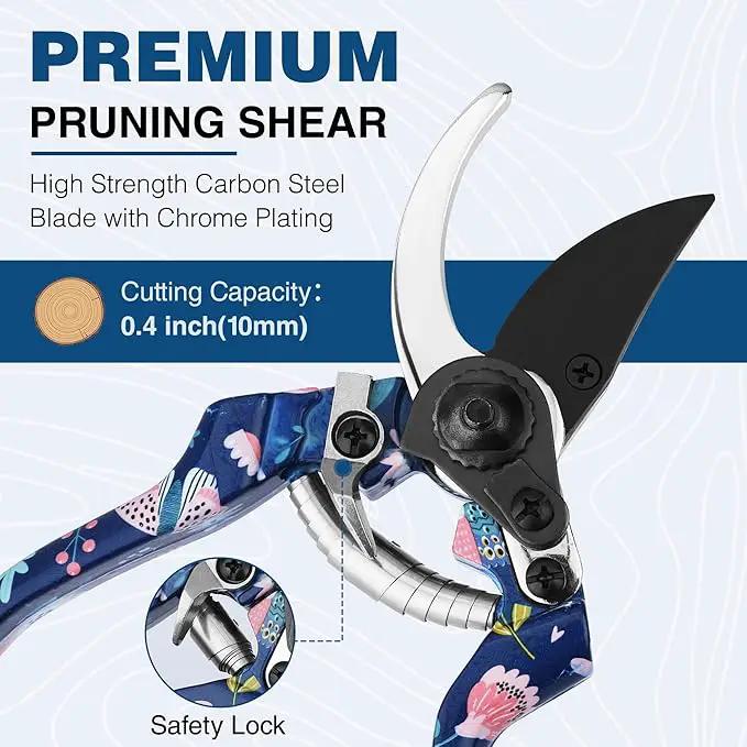 WORKPRO Aluminum Garden Tool Set, 4PCS Heavy Duty Hand Garden Tools with Box Include Trowel, Rake, Pruner, Garden Gloves, Floral and Insect Printing, Garden Gifts by GreenHaven Gardens