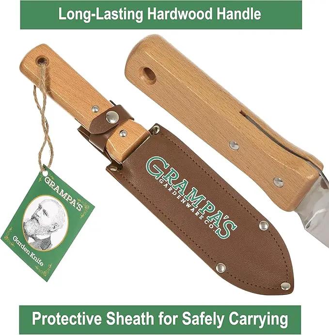 Grampa's Garden Knife - Versatile 7" Hori Hori Garden Knife With Straight & Serrated Steel Blade. Heavy-Duty Garden Hand Tool For Weeding, Digging or Planting. Includes Protective Sheath. by GreenHaven Gardens