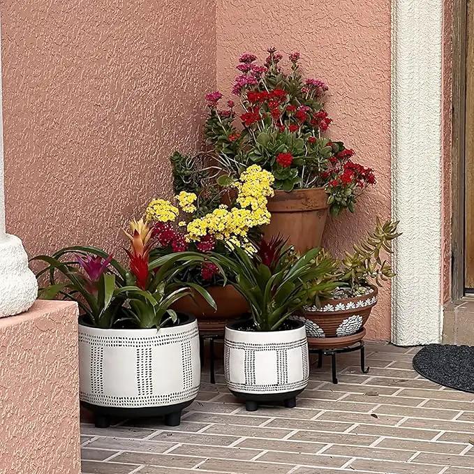 5 Pack Metal Plant Stands for Multiple Plant,Heavy Duty Flower Pot Stands for Outdoor Indoor Plants,Rustproof Iron Round Pot Shelf for Planter by GreenHaven Gardens