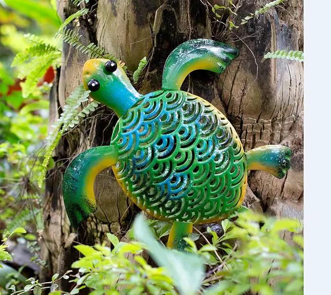 Natelf Solar Powered Turtle Statue Outdoor Decor Metal Animal Yard Art Waterproof Outdoor Sculptures for Patio, Yard, Balcony, Yard Ornament - Unique Housewarming Gifts by GreenHaven Gardens