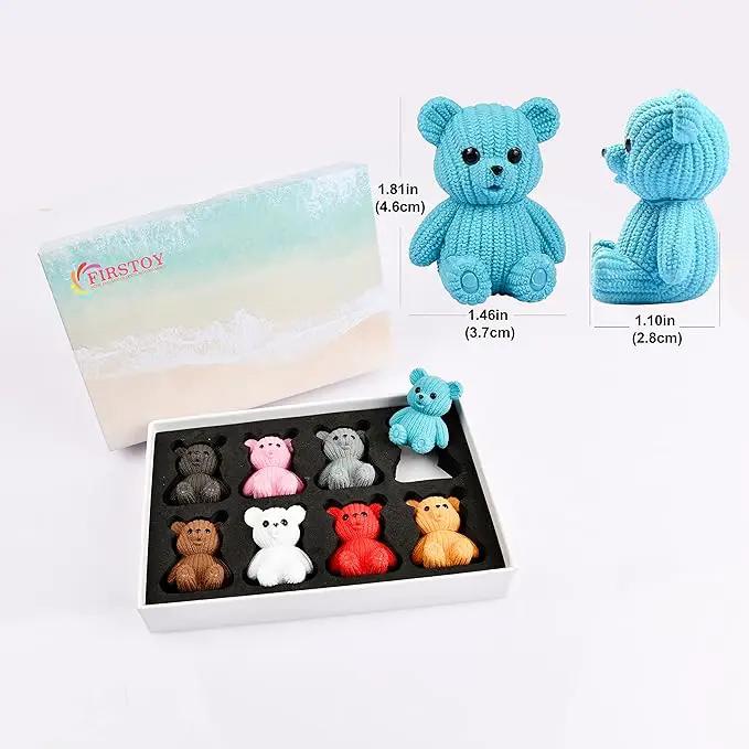 8Pcs Mini Resin Teddy Bear Figurines Cute Sweater Bears Desktop Ornaments Car Interior Decoration Garden FigurinesTiny Bear Statues Animals Sculpture Micro Landscape by GreenHaven Gardens