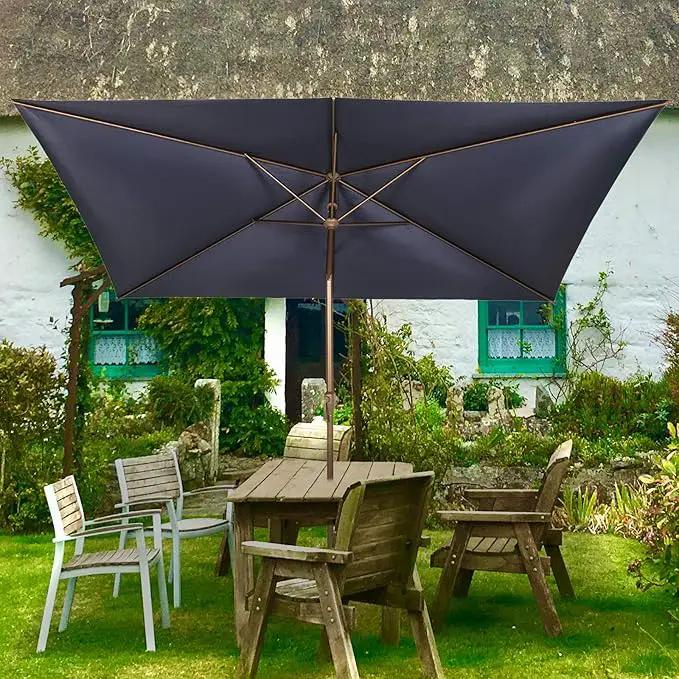 Ogrmar 6.5x10ft Patio Umbrella Rectangular Outdoor Table Umbrella with Crank & Push Button Tilt for Terrace, Backyard, Garden, Courtyard, Swimming Pool, Lawn (Navy Blue) by GreenHaven Gardens