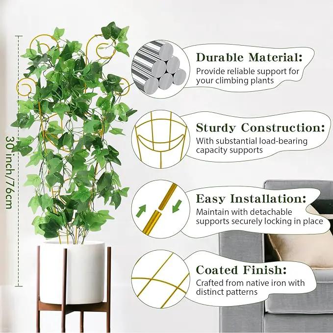 ZOUTOG Trellis for Climbing Plants Indoor 30 Inch, Houseplant Trellis for Potted Plants Metal 4Pcs for Vine Ivy Flower Support,Moon Shape,Golden by GreenHaven Gardens