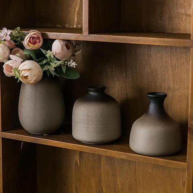 JOJUNO Rustic Bud Vase, Ceramic Small Vase Set of 11, Mini Vases for Fresh and Dried Flowers, Modern Farmhouse Home Decor, Pottery Vases for Living Room, Shelves, Centerpieces for Dining Table by GreenHaven Gardens
