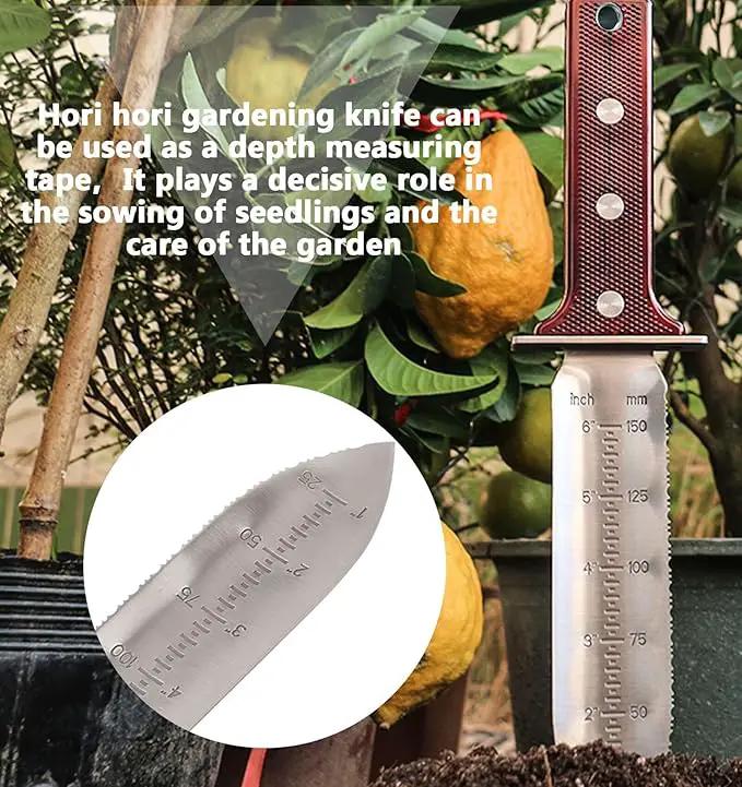 Hori Hori Garden Knife Tool - Stainless Gardening knife,With Sheath Soil Knife,Weeding Knife Yes Garden Digging, for Gardeners 2PACK by GreenHaven Gardens