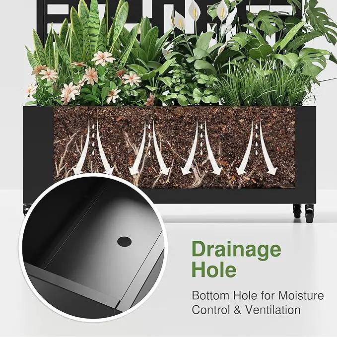 Casaphoria Metal Raised Garden Bed, 47"x24"x12" Planter Box for Climbing Plants, Vegetables & Vines, Features Drainage Holes and Privacy Screen (Black-Louvered) by GreenHaven Gardens