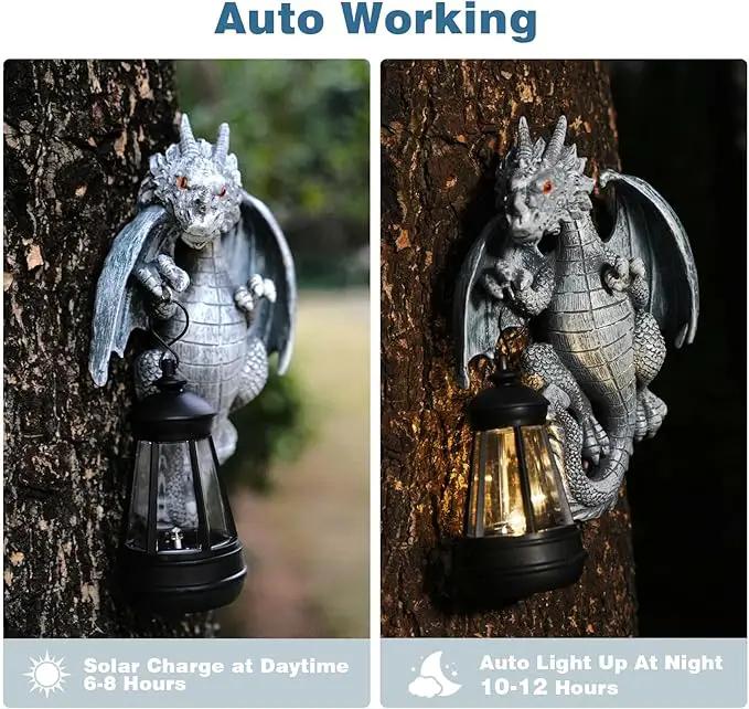Solar Garden Decor Statues Figurine Dragon Garden Art for Patio Balcony Yard Lawn Unique Birthdays Gifts for Mom Grandma Women Wife Sister by GreenHaven Gardens