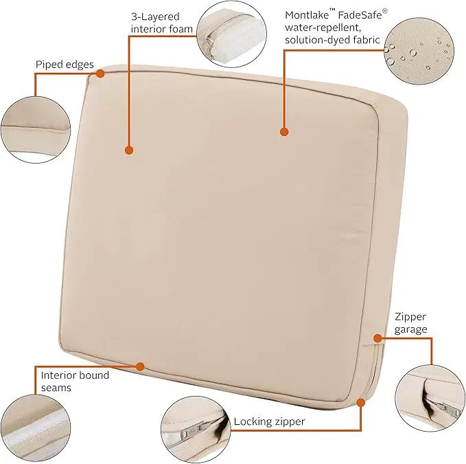 Classic Accessories Montlake Water-Resistant 19 x 20 x 4 Inch Patio Lounge Back Cushion, Antique Beige, Outdoor Loveseat Cushions by GreenHaven Gardens