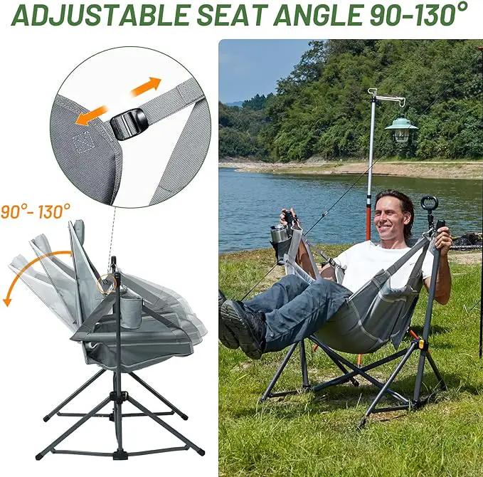 TIMBER RIDGE Hammock Camping Chair with Adjustable Backrest, Heavy Duty Folding Hammock Chair Supports 300lbs, Portable Hammock Chair for Camping, Travelling and Patio, Grey by GreenHaven Gardens