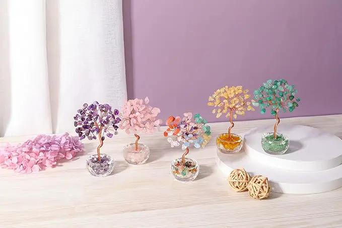 Jovivi Small Amethyst Crystals Tree, Natural Crystal Healing Stones Tree Glass Bowl Base Gemstone Money Trees Feng Shui Good Luck Home Desk Decor by GreenHaven Gardens