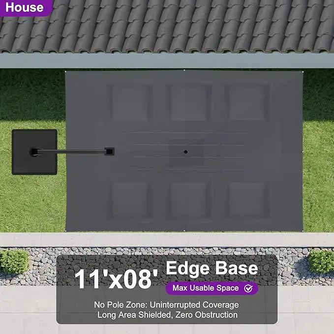 PURPLE LEAF 11.5' X 8' Left-right Tilting Outdoor Patio Umbrella Swivel Offset Cantilever Heavy Duty Rectangle Aluminum Umbrella with UV Resistant for Deck Pool Patio Backyard, Graphite Grey by GreenHaven Gardens