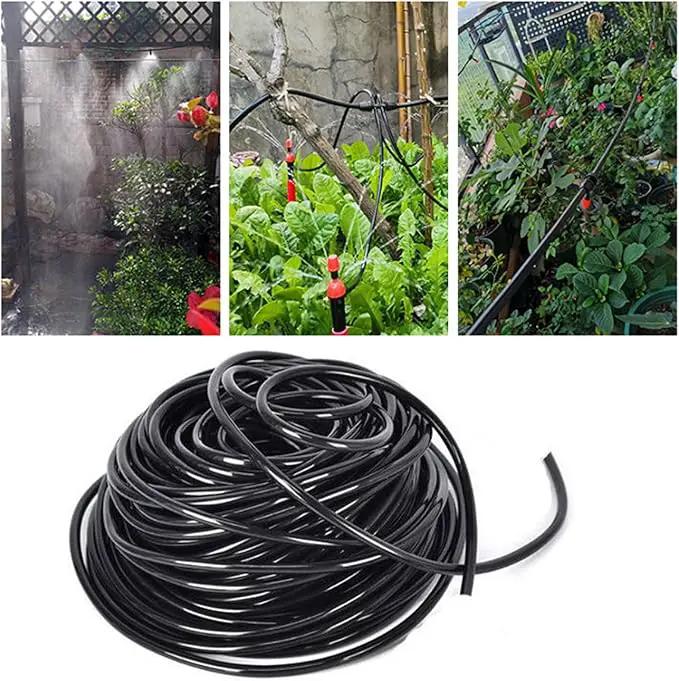 Drip Irrigation Tubing 100 Feet 1/4 drip Irrigation Drip Line Irrigation Hose with 5 Pcs 4/7 Drip Irrigation Tees, 15 Pcs 4/7 Straight, Drip Irrigation Kit (100FT) by GreenHaven Gardens