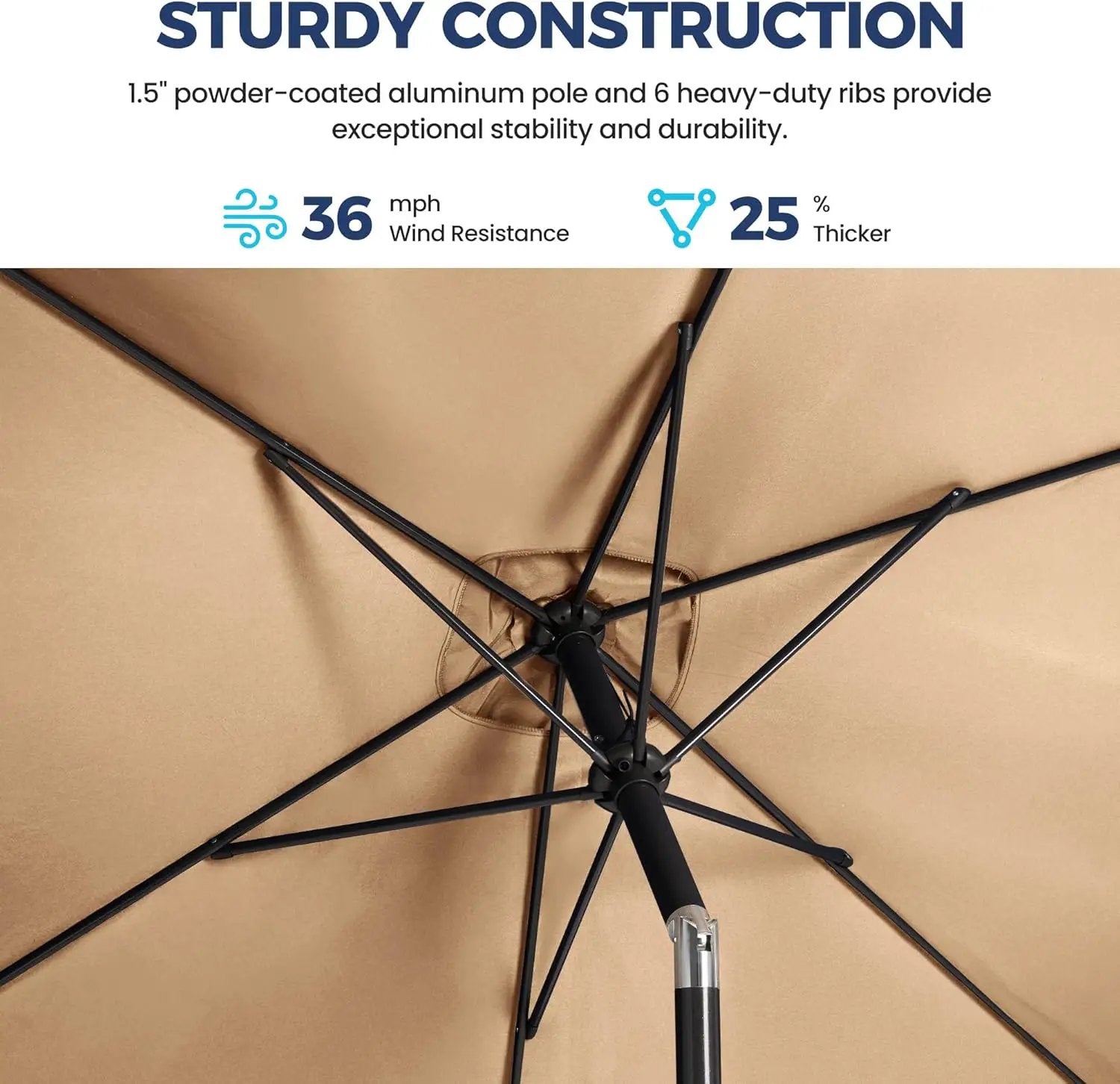 SUNVIVI OUTDOOR Patio Umbrella, 6.5' x 10' Rectangular Patio Umbrella, Metal Pole Square Outdoor Umbrella with Crank and Push Button Tilt, 6 Steel Ribs, Polyester Canopy by GreenHaven Gardens