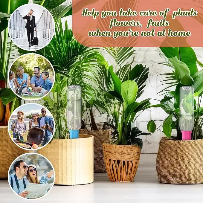 6 Sets Plant Watering Devices Include Terracotta Self Watering Spikes and 26 oz Plastic Bottles, Slow Release Vacation Insert Automatic Plant Waterer Device (Clear and Mixed Color) by GreenHaven Gardens