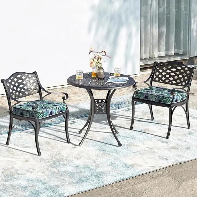 LVTXIII Patio Chair Cushions 22"x22"x3", Water-Repellent Outdoor Seat Cushions for Patio Furniture, Square Chair Pads with Ties for Home Garden Decoration, Set of 2, Blue Salmone Tropical by GreenHaven Gardens