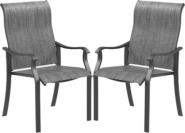 UDPATIO Patio Dining Chairs Set of 2, High Back Wide Seat Outdoor Furniture Chairs with All Weather Breathable Textilene, for Lawn Garden Backyard Deck, Dark Grey