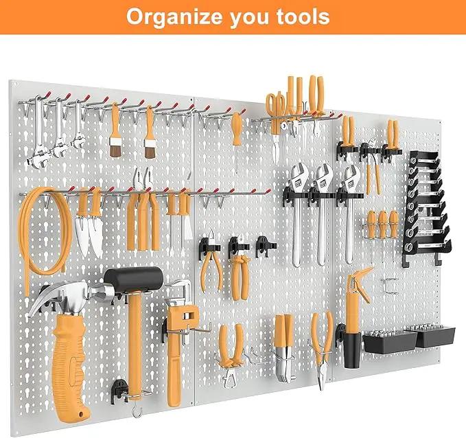 WALMANN Metal Pegboard Tool Organizer Boards with Pegboard Hooks, 24x48in Tools Organizer Pegboard for Garage, Workbench, Peg Board, Tool Storage Board with Hooks(Grey) by GreenHaven Gardens