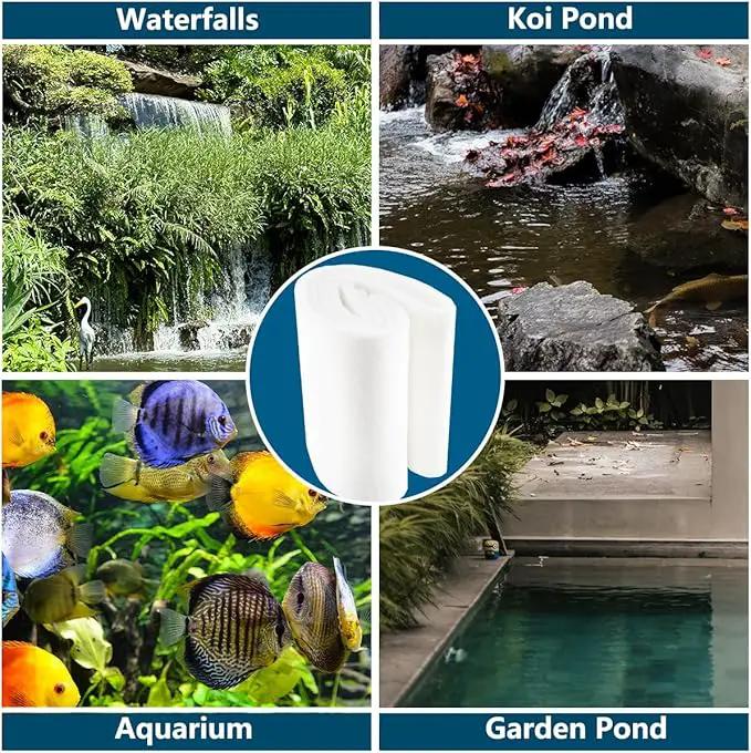 White Koi Pond Filter Pad Fine Bulk Roll- Cut to Fit - Durable Fish Pond Filter Media - Water Garden Aquariums Filter Material - 118" (9.8 ft) x 8" x 3/5" - 4/5" Thickness - 1 Pack by GreenHaven Gardens