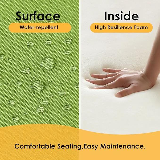 Outdoor Sunbrella Square Corner Seat Cushion, 19"x19"x3", Set of 4, Non Slip Seat Cushion Pads with Removable Cover for Patio Furniture, Garden Yard Lawn, Canvas Ginkgo by GreenHaven Gardens