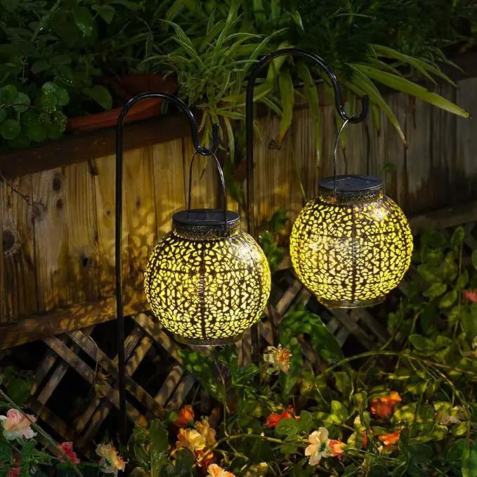 2Pack Outdoor Solar Lanterns Waterproof, Garden Gifts for Women, Rose Patio Garden Decor Lights , Warm White LED Table Lamp for Yard Art, Porch, Mothers Day Mom Grandma (Antique Bronze ) by GreenHaven Gardens