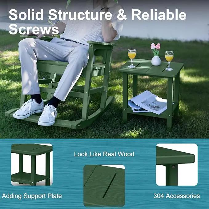 Outdoor Side Table - 2-Tier Storage All Weather Outdoor End Table for Patio - HDPE Morden Easy Maintenance Adirondack Side Table for Pool Porch Balcony Garden Lawn Backyard Outside Indoor by GreenHaven Gardens