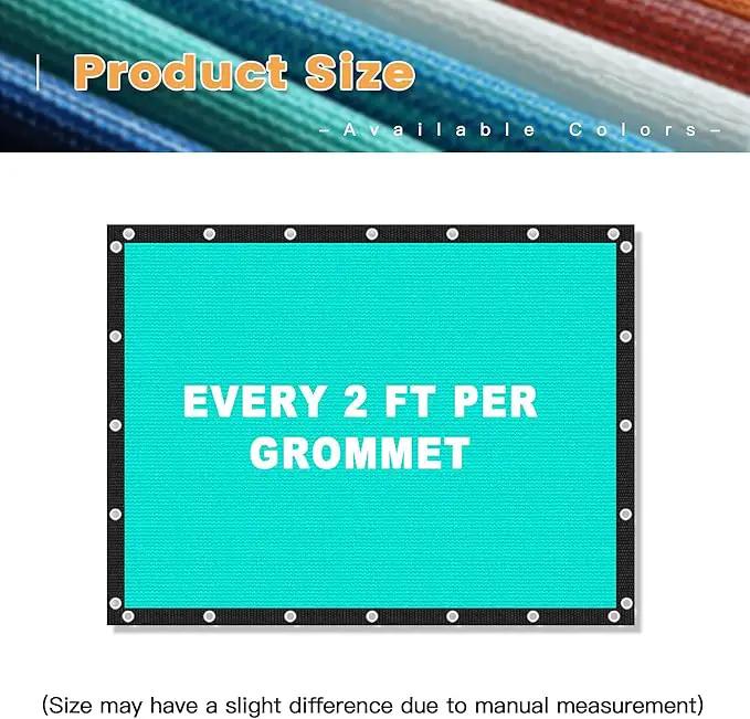 VICLLAX Shade Fabric Sun Shade Cloth with Every 2 FT Grommets for Patio Garden Pergola Cover Canopy 12x21 FT, Turquoise by GreenHaven Gardens