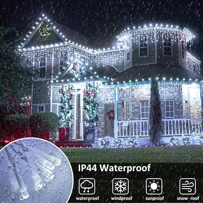 Christmas Icicle Lights Outdoor, 640 LED 66FT Icicle Lights for Outside with 8 Modes Timers, Waterproof Plug in Connectable String Light for House Roof Garden Party Wedding Decorations, White by GreenHaven Gardens