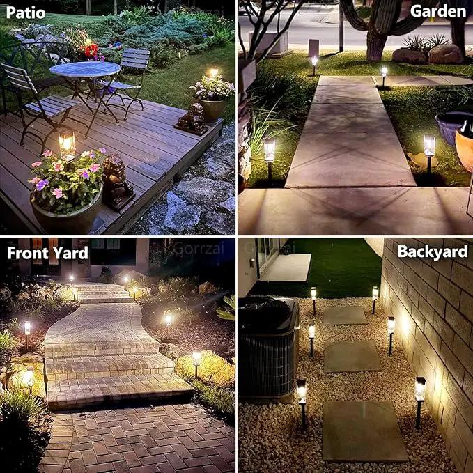 Solar Pathway Lights 8 Pack LED Waterproof Solar Outdoor Lights, Upgraded Stainless Steel Driveway Lighting with Tungsten Filament Bulb for Yard, Landscape, Garden, Walkway, Lawn, Path by GreenHaven Gardens