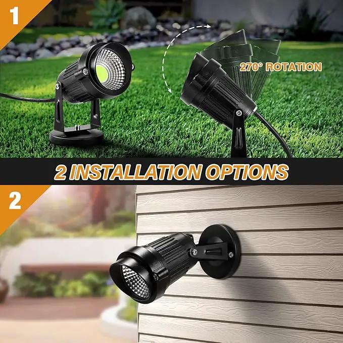LemonBest Landscape Lights - 5W 110V Outdoor Spotlight - Waterproof IP65-3000K Cool White LED Landscape Lights - 5ft Cable for Yard Garden Patio Driveway House (Include Spike) (4 Pack) by GreenHaven Gardens