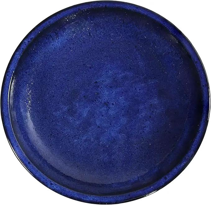 Sunnydaze Ceramic Bird Bath for Outside - 16" H - UV- and Frost-Resistant - Pedestal Bird Bath - Blue Glazed Bowl - Blue Glaze Finish by GreenHaven Gardens