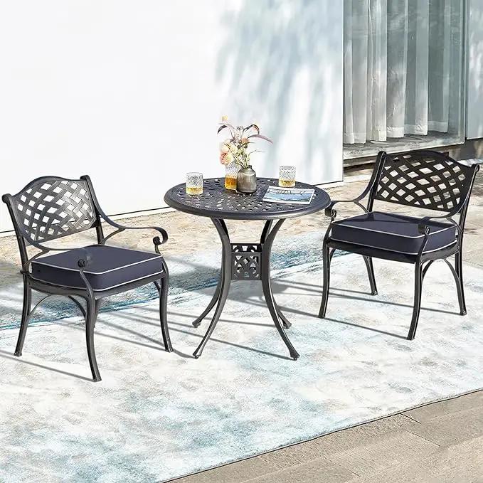 LVTXIII Patio Chair Cushions 22"x22"x3", Water-Repellent Outdoor Seat Cushions for Patio Furniture, Square Chair Pads with Ties for Home Garden Decoration, Set of 2, Textured Navy by GreenHaven Gardens