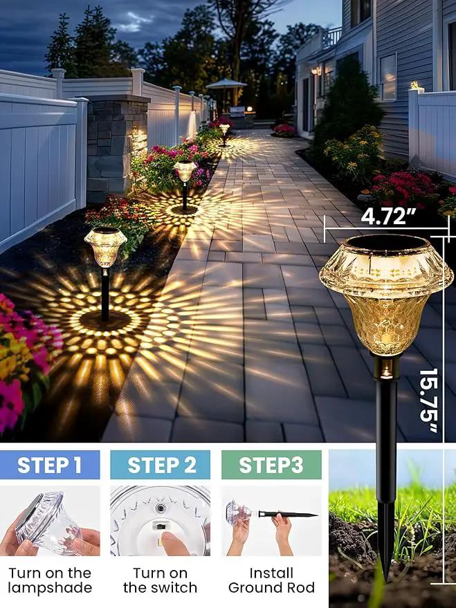 SOLPEX Solar Pathway Lights Garden Decor for Yard, Garden Lights Solar Powered Waterproof Landscape Lighting, Solar Outdoor Lights Porch Decor for Path Walkway Driveway (6 Pack Warm White) by GreenHaven Gardens