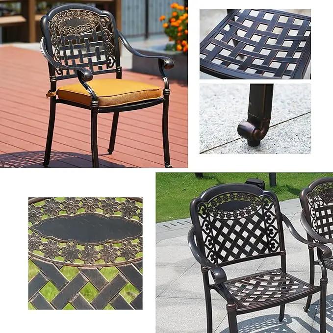 Outdoor Dining Chair Cast Aluminum Patio Chairs Set of 2 All-Weather Patio Dining Chair with Adjustable Feet for Backyard Garden (Concierge Chair) by GreenHaven Gardens