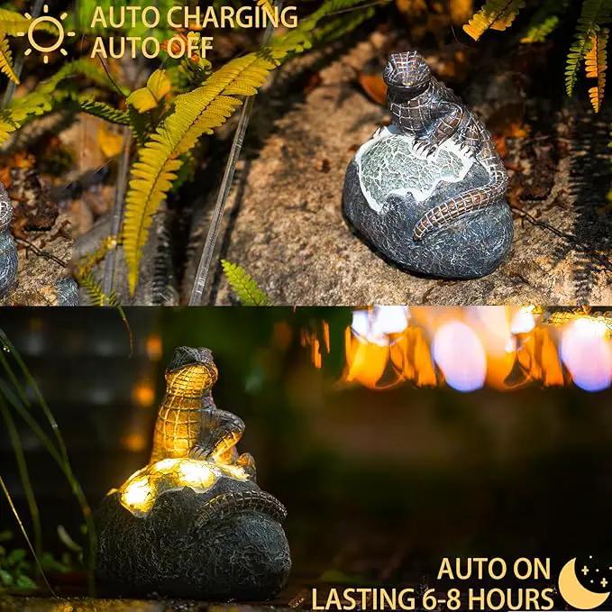 Solar Garden Outdoor Statues Lizard with LED Lights - Lawn Decor Lizard Statue for Patio, Balcony, Yard Ornament - Unique Housewarming Gifts by GreenHaven Gardens